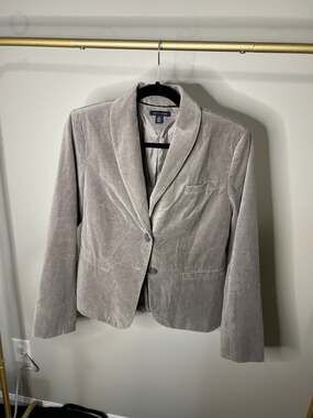 Tommy Hilfiger Women's Gray Velvet Two-Button Blazer